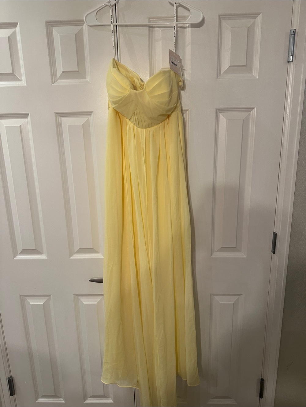 Birdy Grey Pale Yellow Strapless Chiffon Maxi Dress